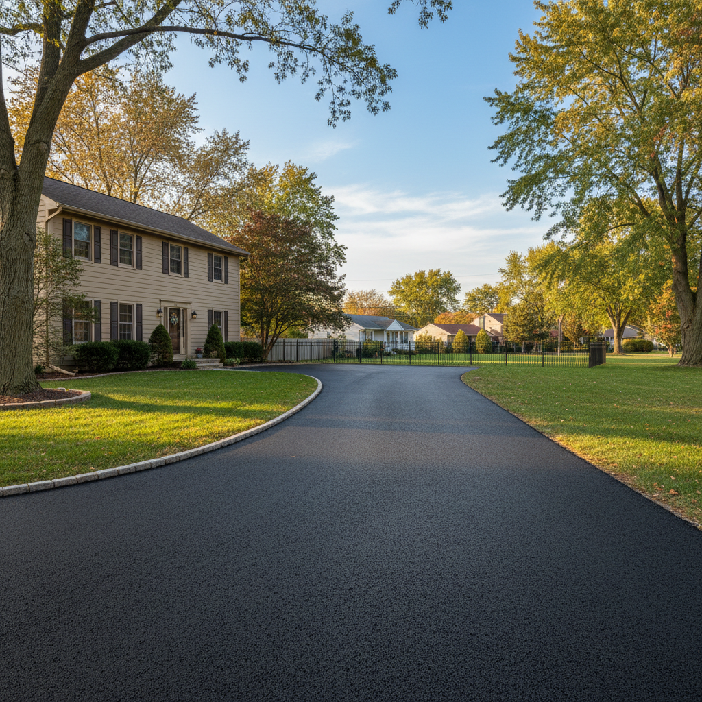 Completed asphalt paving work at a residential property in Franklin Park, IL