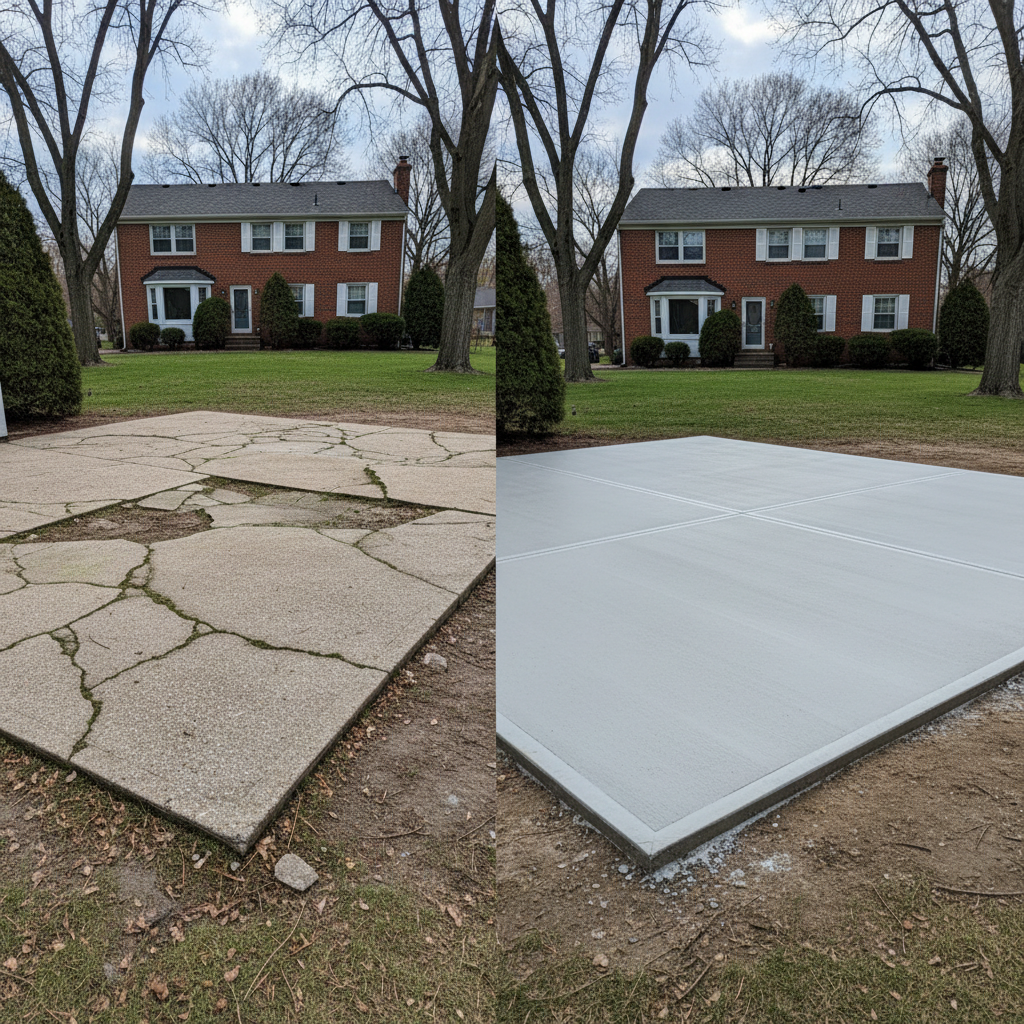 Completed concrete foundations work at a residential property in Des Plaines, IL