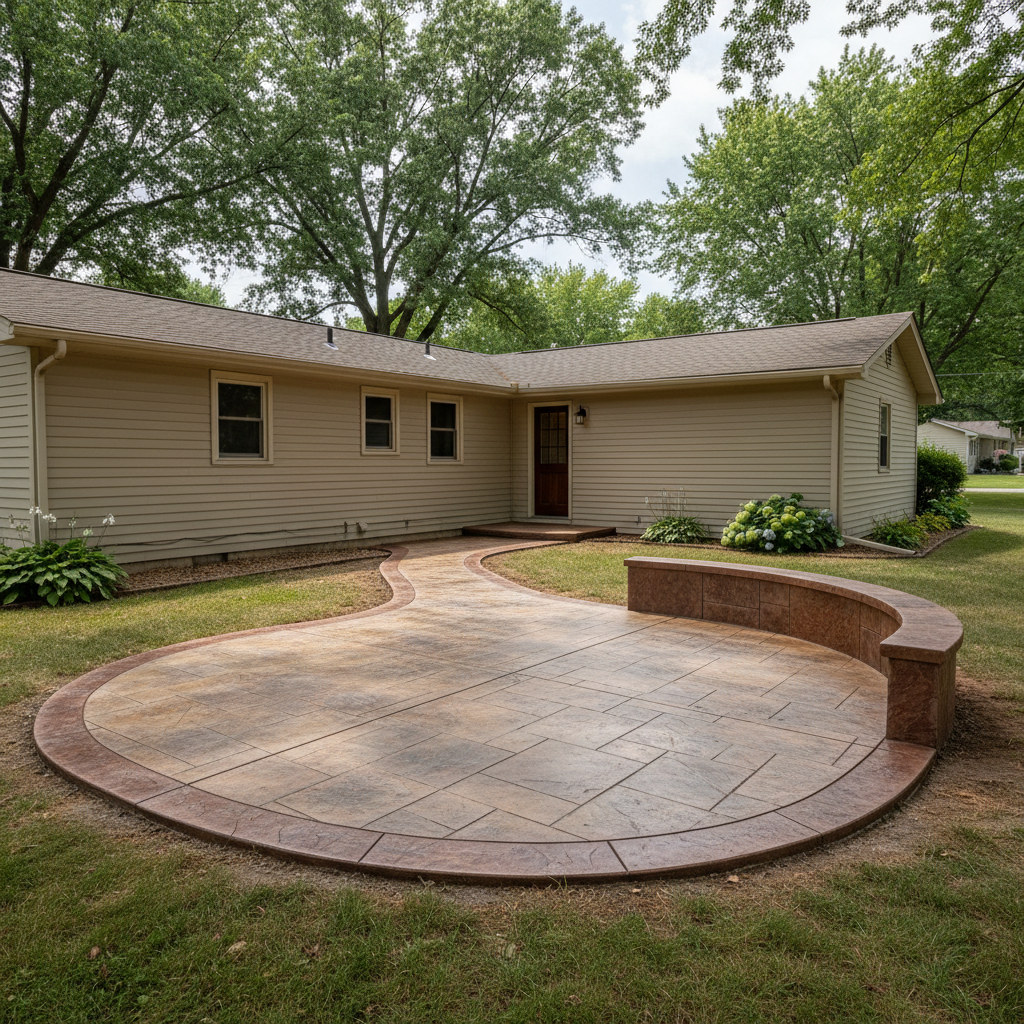 Completed decorative concrete work at a residential property in Muncie, IN