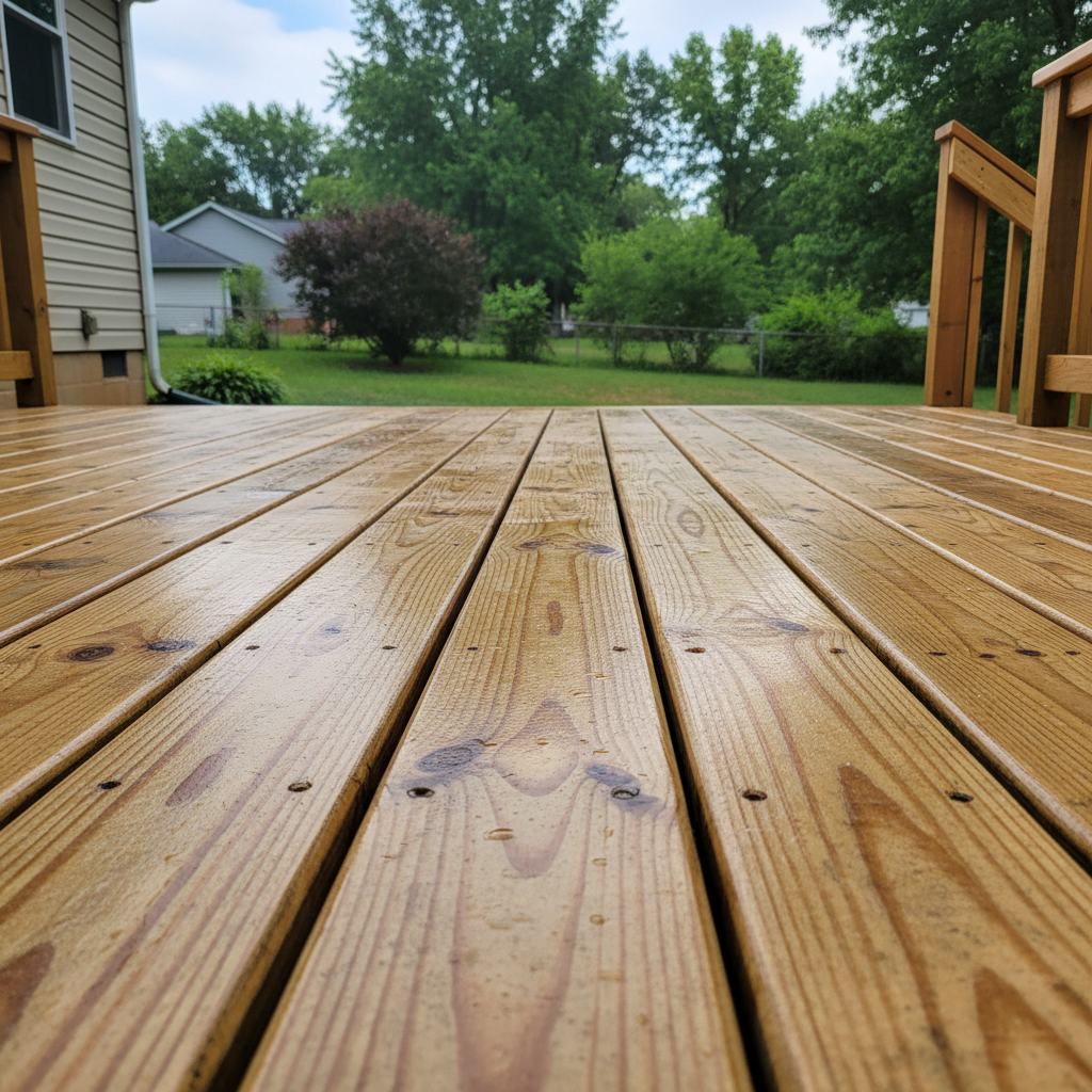 Completed deck construction work at a residential property in Elizabeth, IN