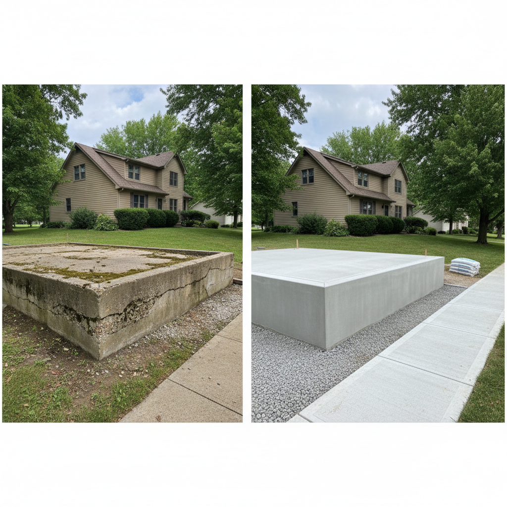 Completed concrete foundations work at a residential property in Lawrence, KS
