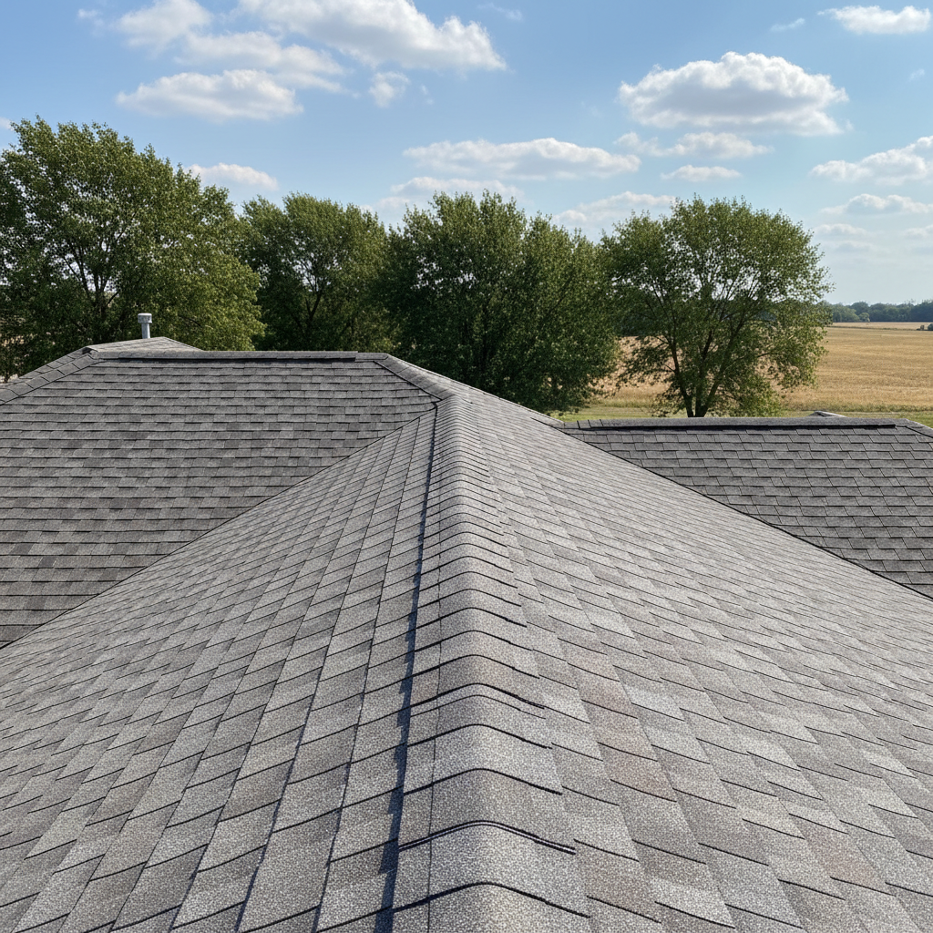 Completed roof installation work at a residential property in Derby, KS
