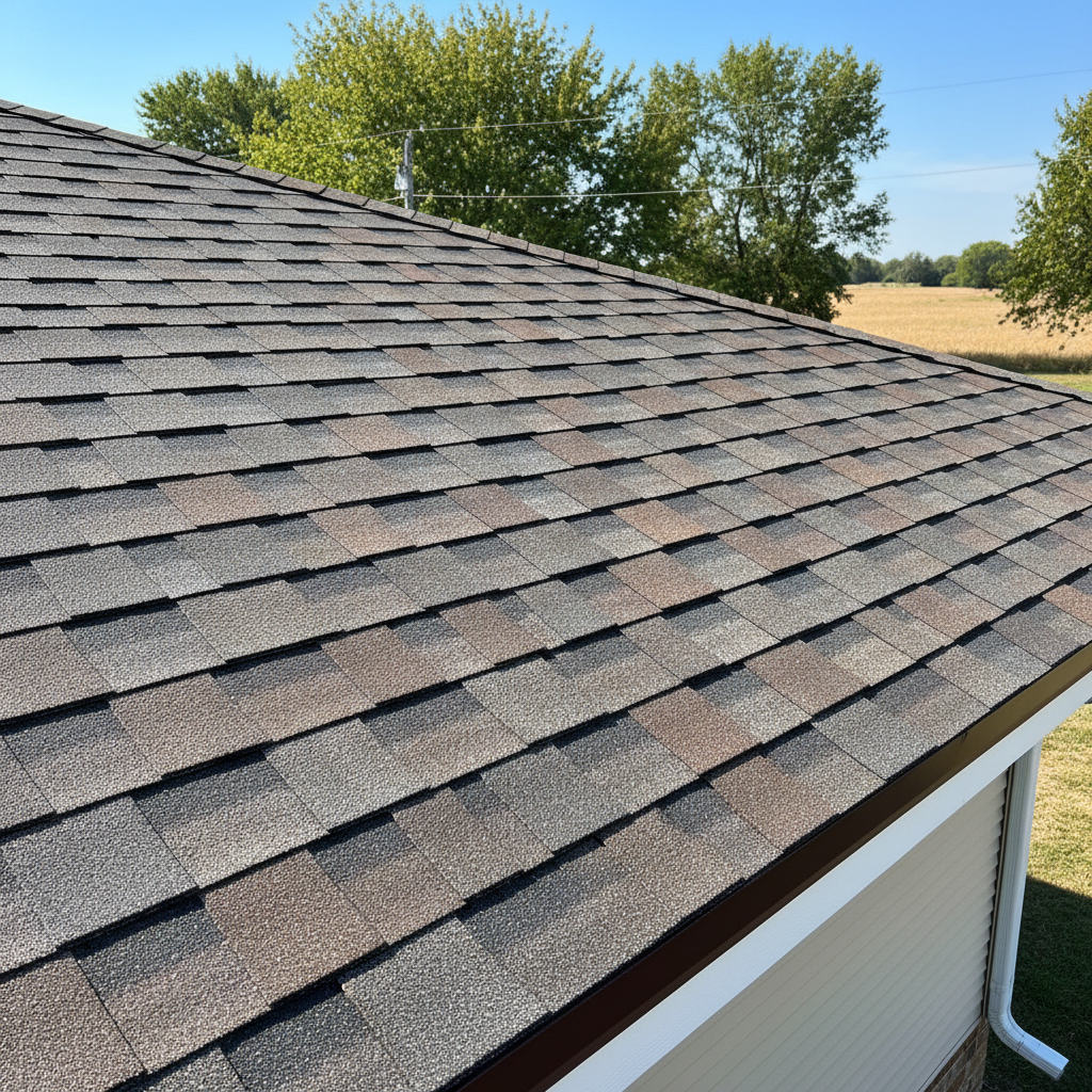 Completed asphalt shingle roofing work at a residential property in Emporia, KS