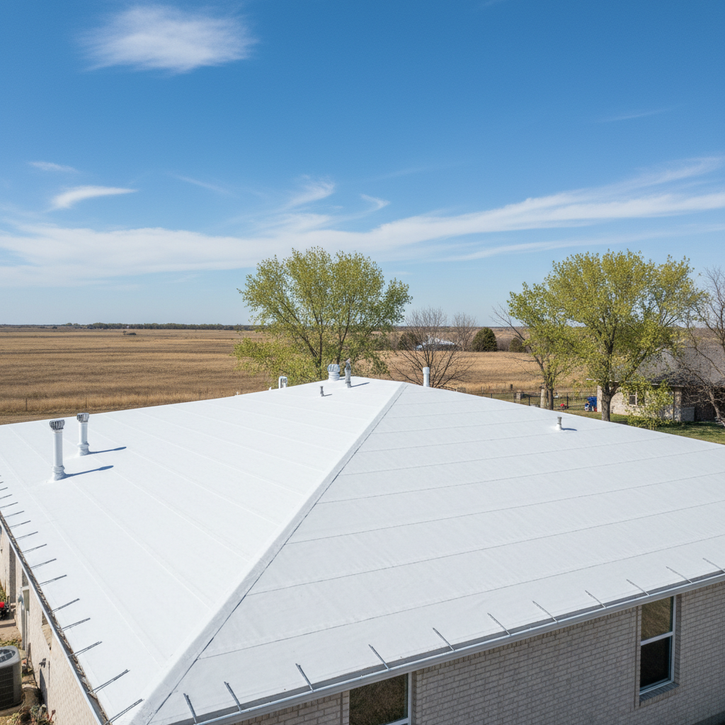 Completed commercial tpo roofing work at a residential property in Garden City, KS