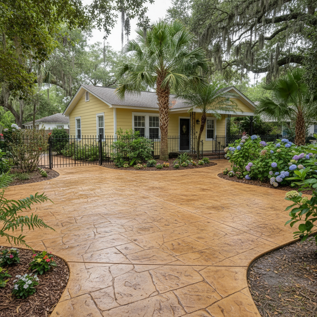 Completed decorative concrete work at a residential property in New Orleans, LA