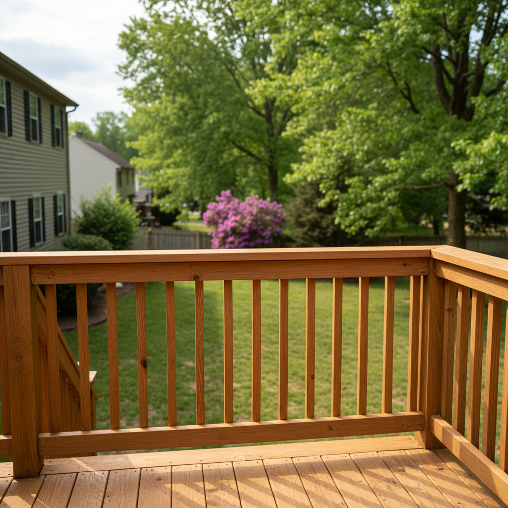 Completed deck railing installation work at a residential property in Brooklyn, MD