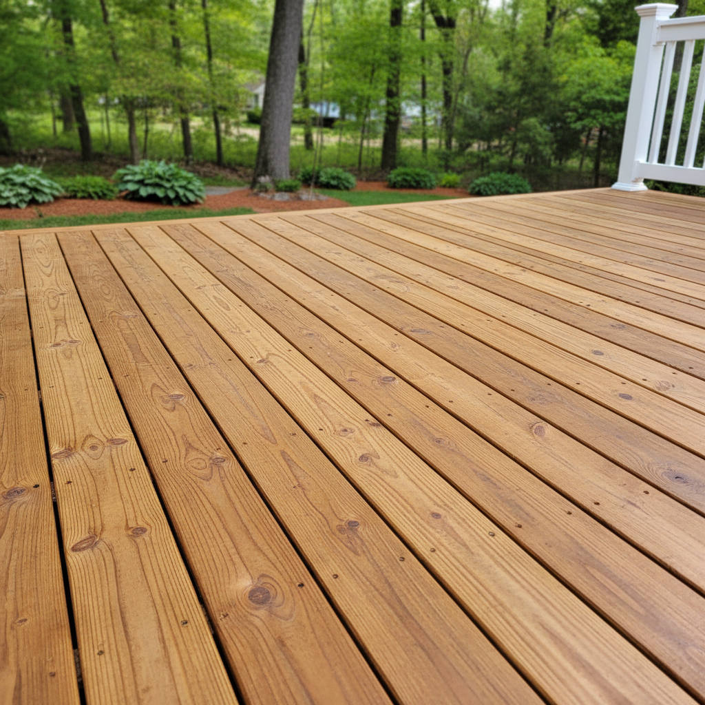 Completed wooden decks work at a residential property in Brooklyn, MD