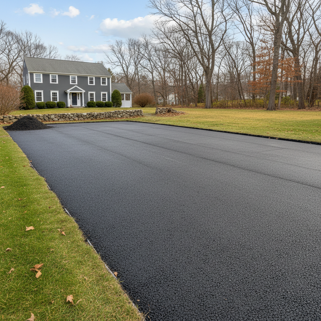 Completed asphalt milling work at a residential property in Waltham, MA