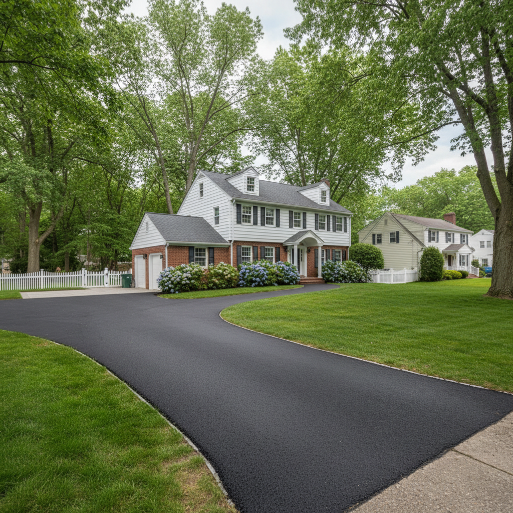 Completed asphalt paving work at a residential property in Taunton, MA