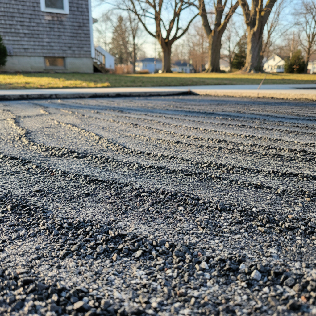 Completed asphalt milling work at a residential property in Taunton, MA