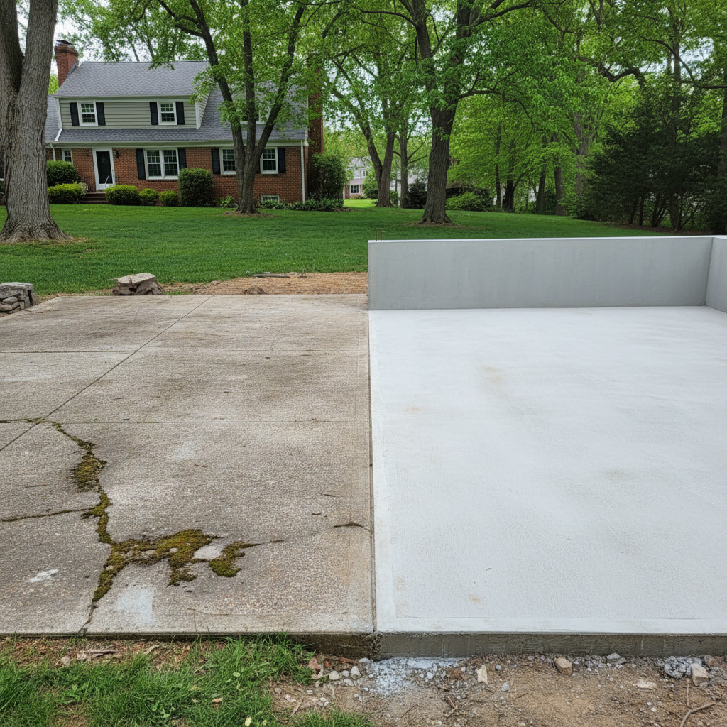 Completed concrete foundations work at a residential property in Wellesley, MA