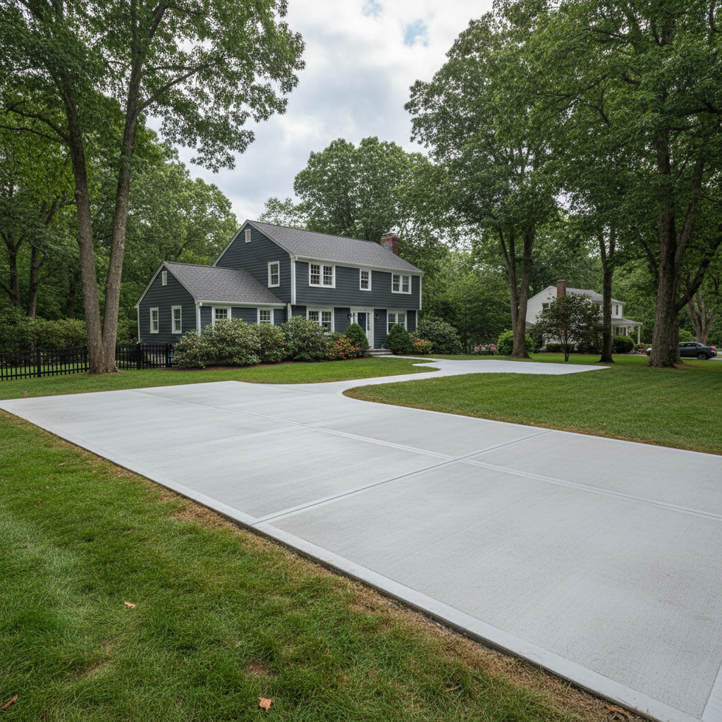 Completed concrete repair work at a residential property in Weston, MA