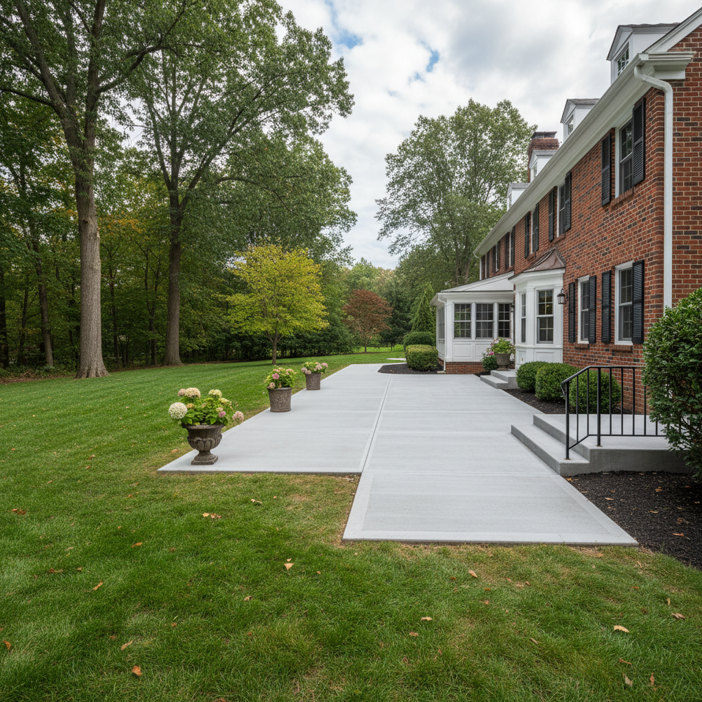 Completed concrete repair work at a residential property in Weston, MA