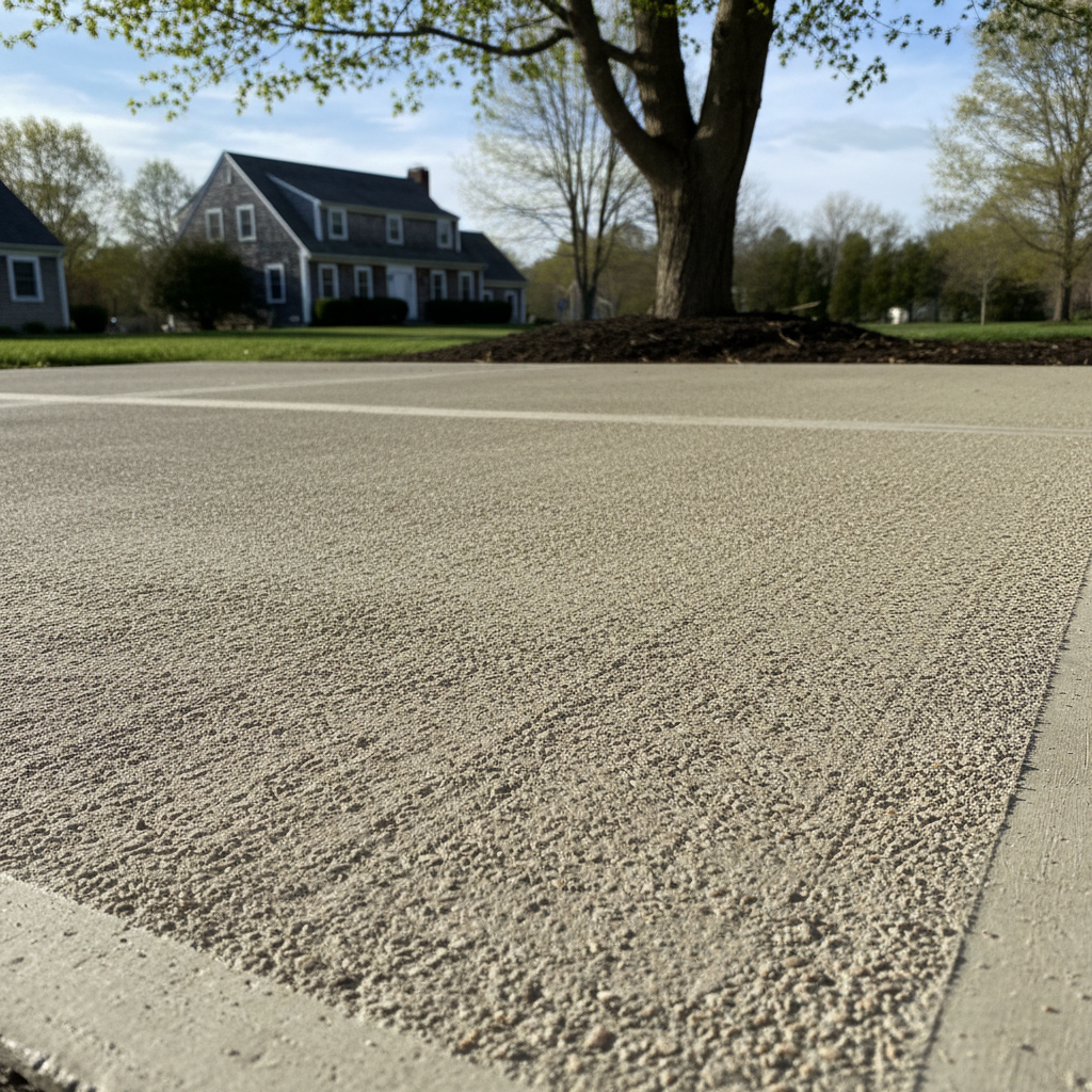 Completed concrete installation work at a residential property in Needham, MA
