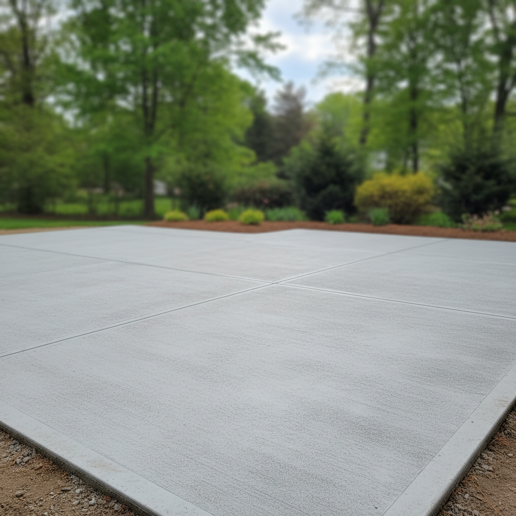 Completed concrete installation work at a residential property in Needham, MA