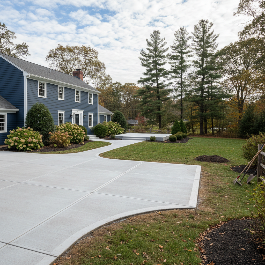 Completed concrete repair work at a residential property in Marlborough, MA