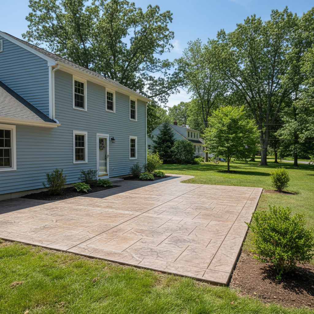 Completed decorative concrete work at a residential property in Worcester, MA