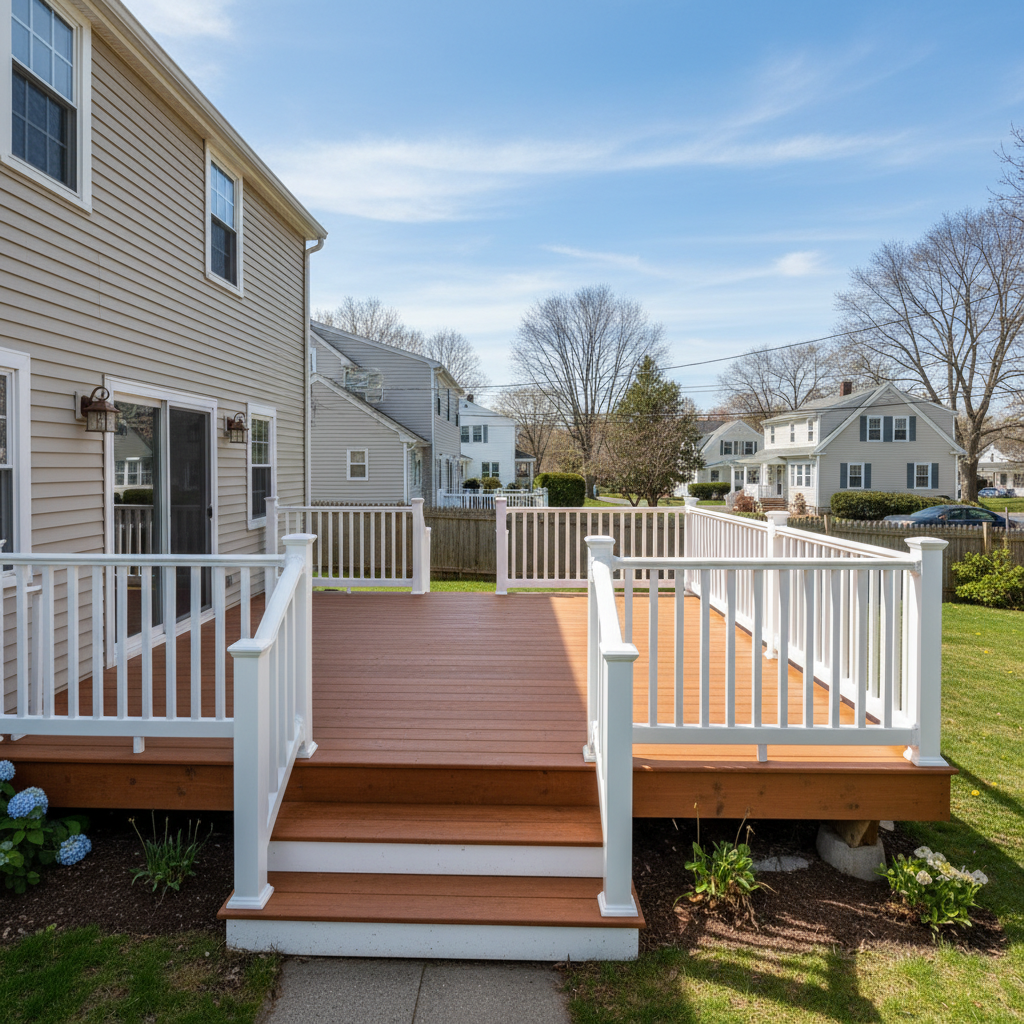 Completed deck painting & staining work at a residential property in Medford, MA