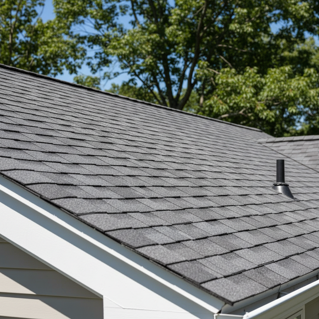 Completed asphalt shingle roofing work at a residential property in Lexington, MA