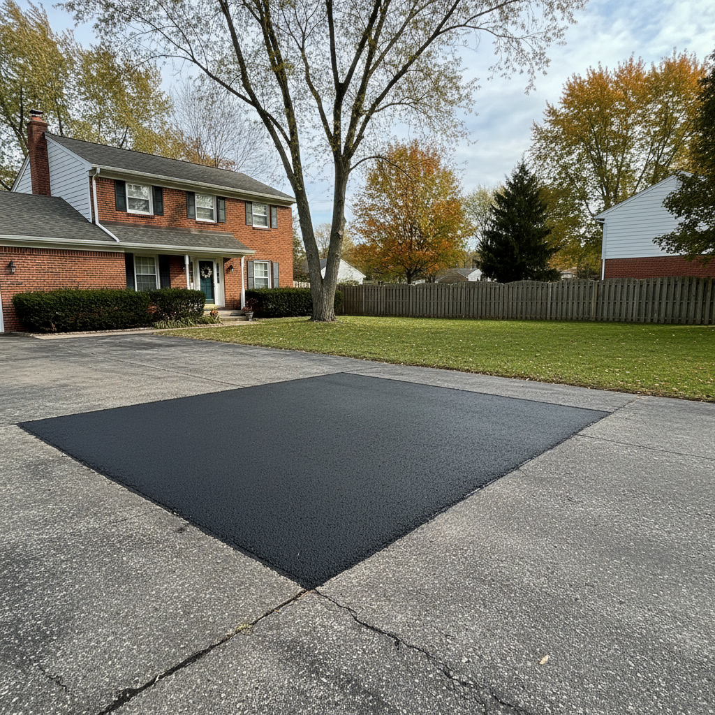 Completed asphalt patching work at a residential property in Detroit, MI