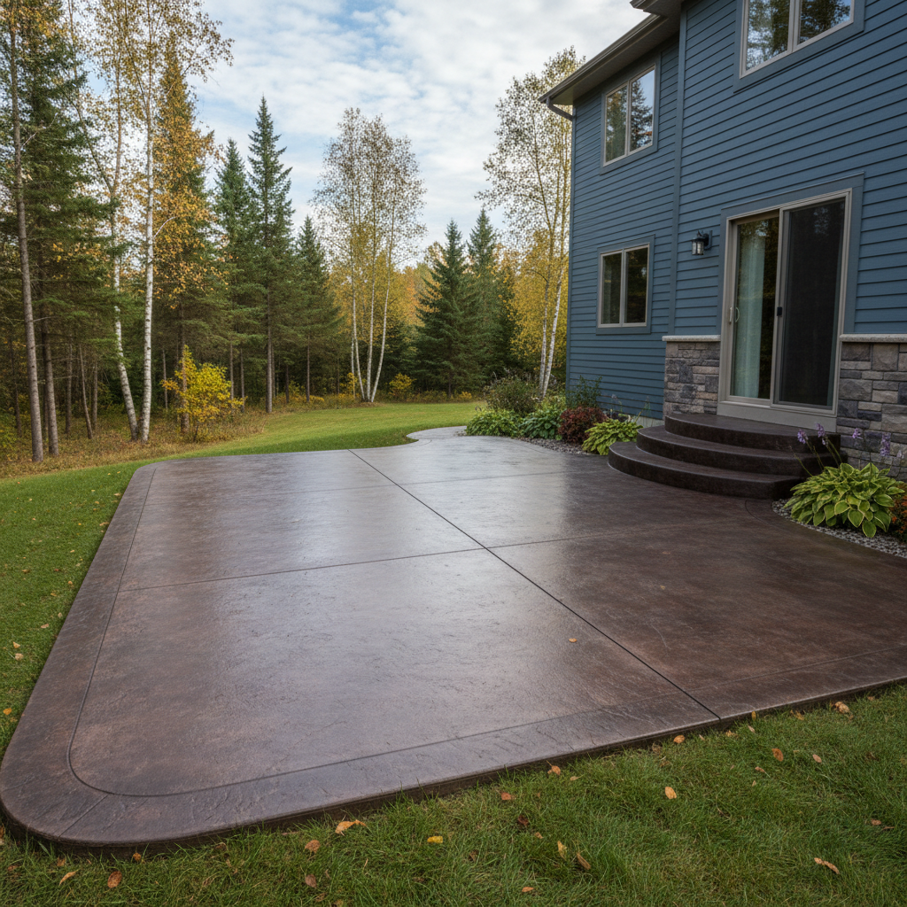 Completed concrete staining work at a residential property in Kingsford, MI