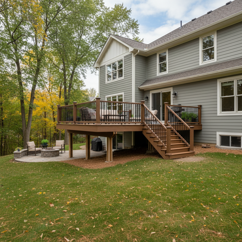 Completed trex decks work at a residential property in North Oaks, MN