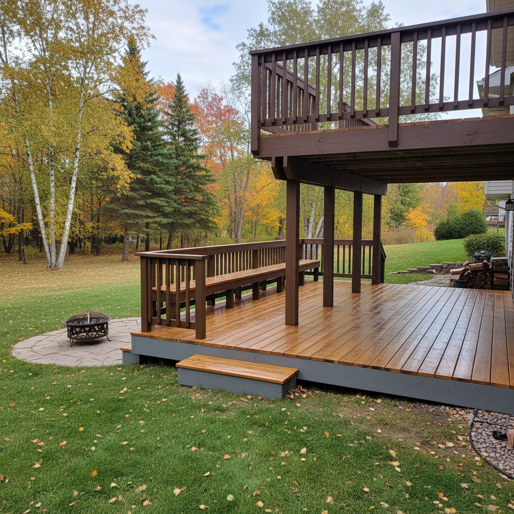 Completed deck painting & staining work at a residential property in North Oaks, MN