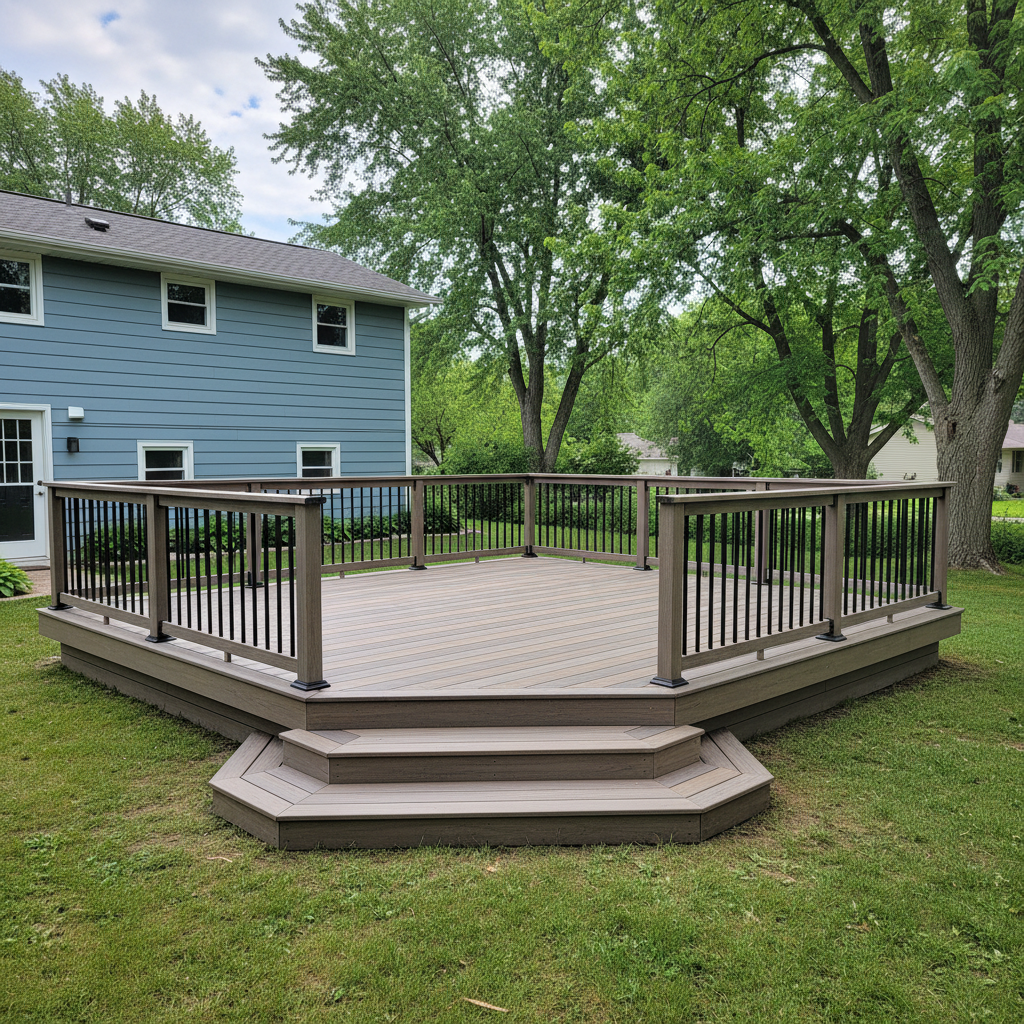 Completed composite decks work at a residential property in Minnetrista, MN