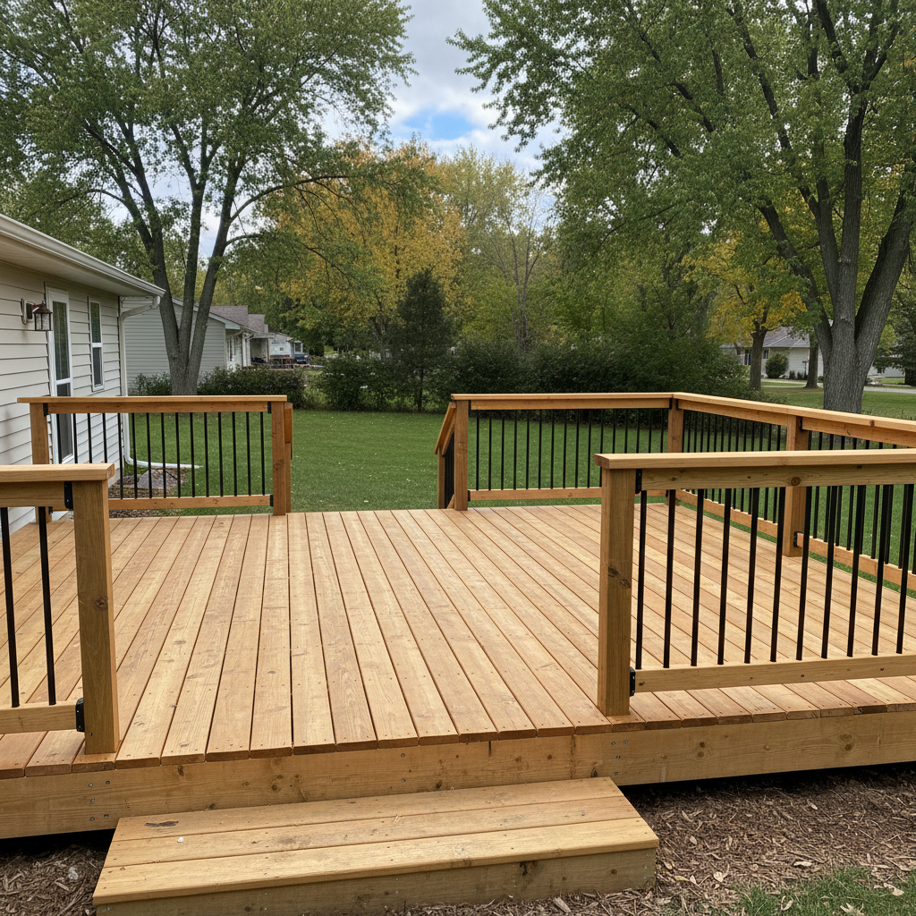 Completed deck repair work at a residential property in Minnetrista, MN