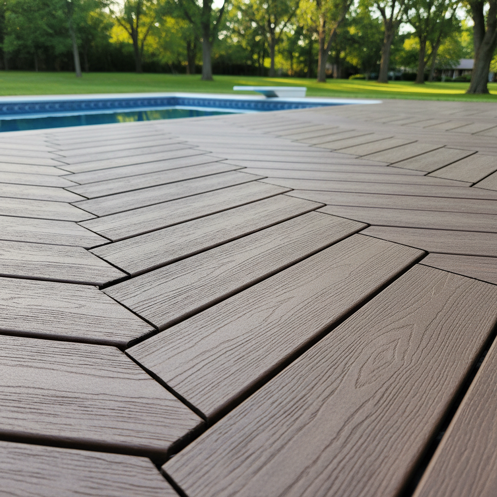 Completed pool decks work at a residential property in Burnsville, MN