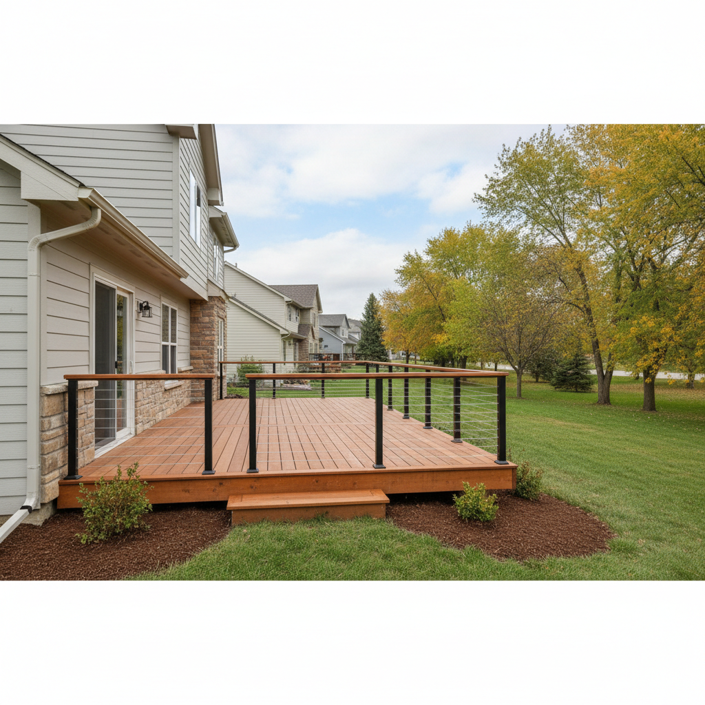 Completed deck railing installation work at a residential property in Burnsville, MN