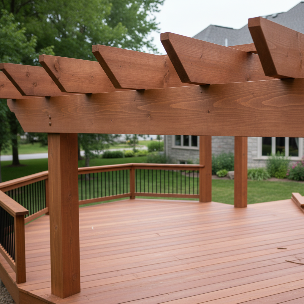 Completed pergola construction work at a residential property in Medina, MN