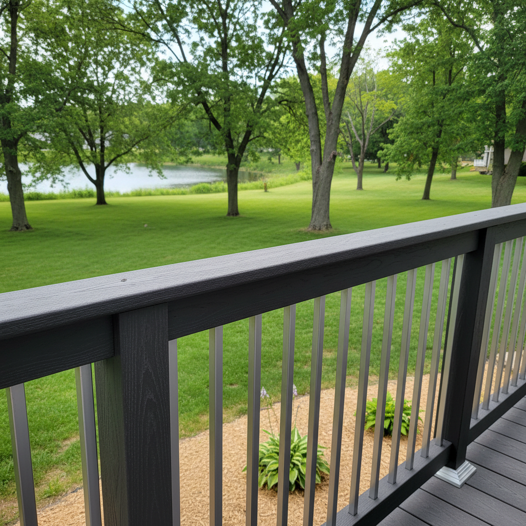 Completed deck railing installation work at a residential property in Medina, MN