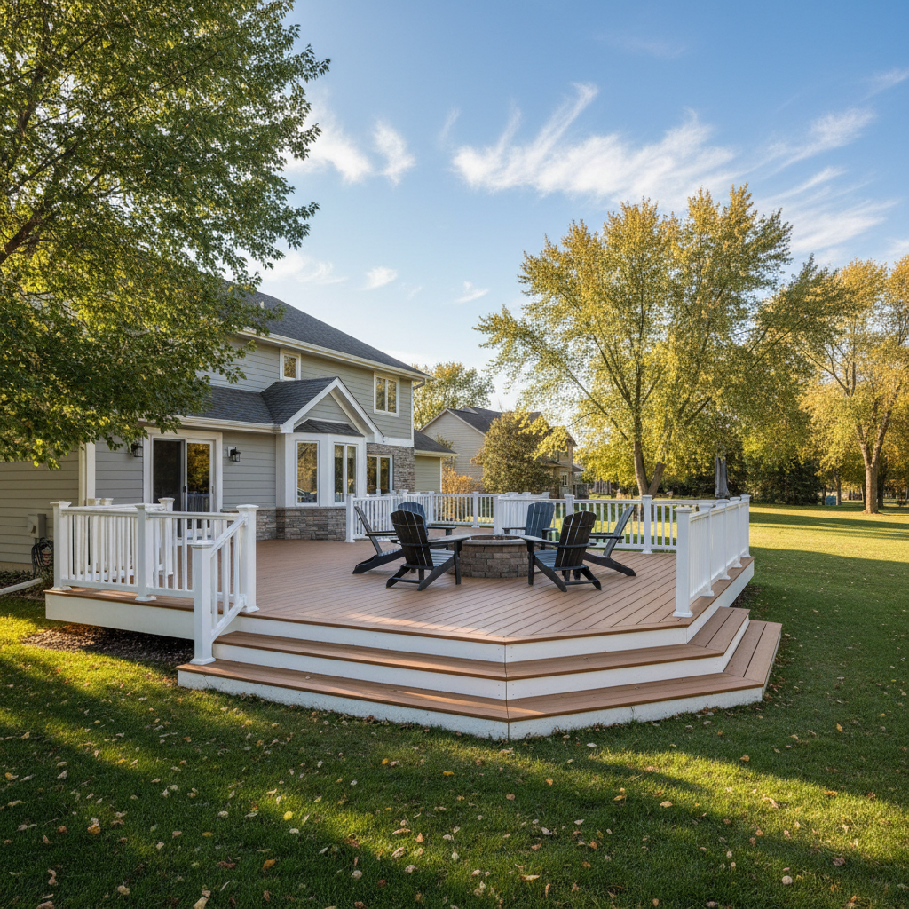 Completed trex decks work at a residential property in Medina, MN