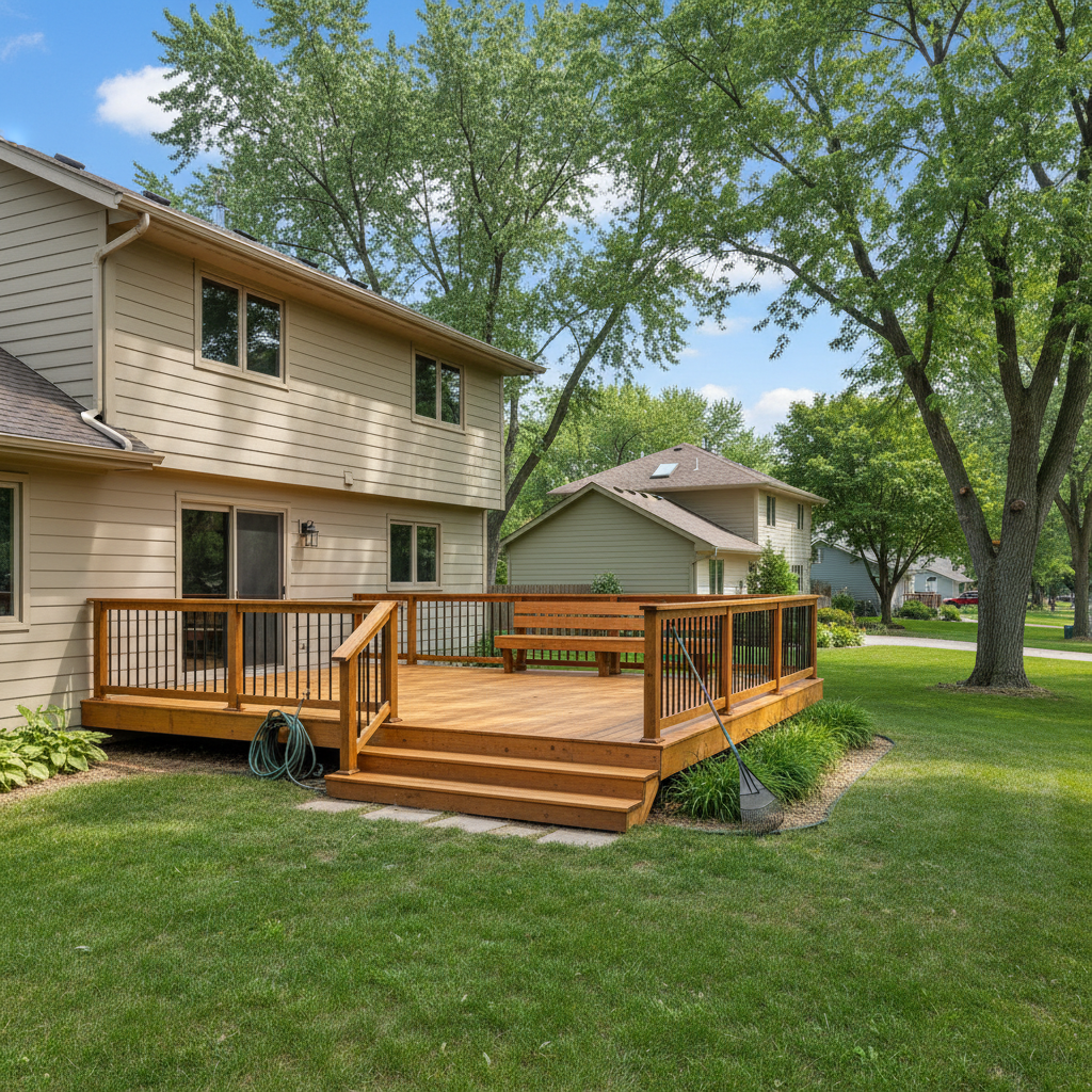 Completed deck repair work at a residential property in Bloomington, MN