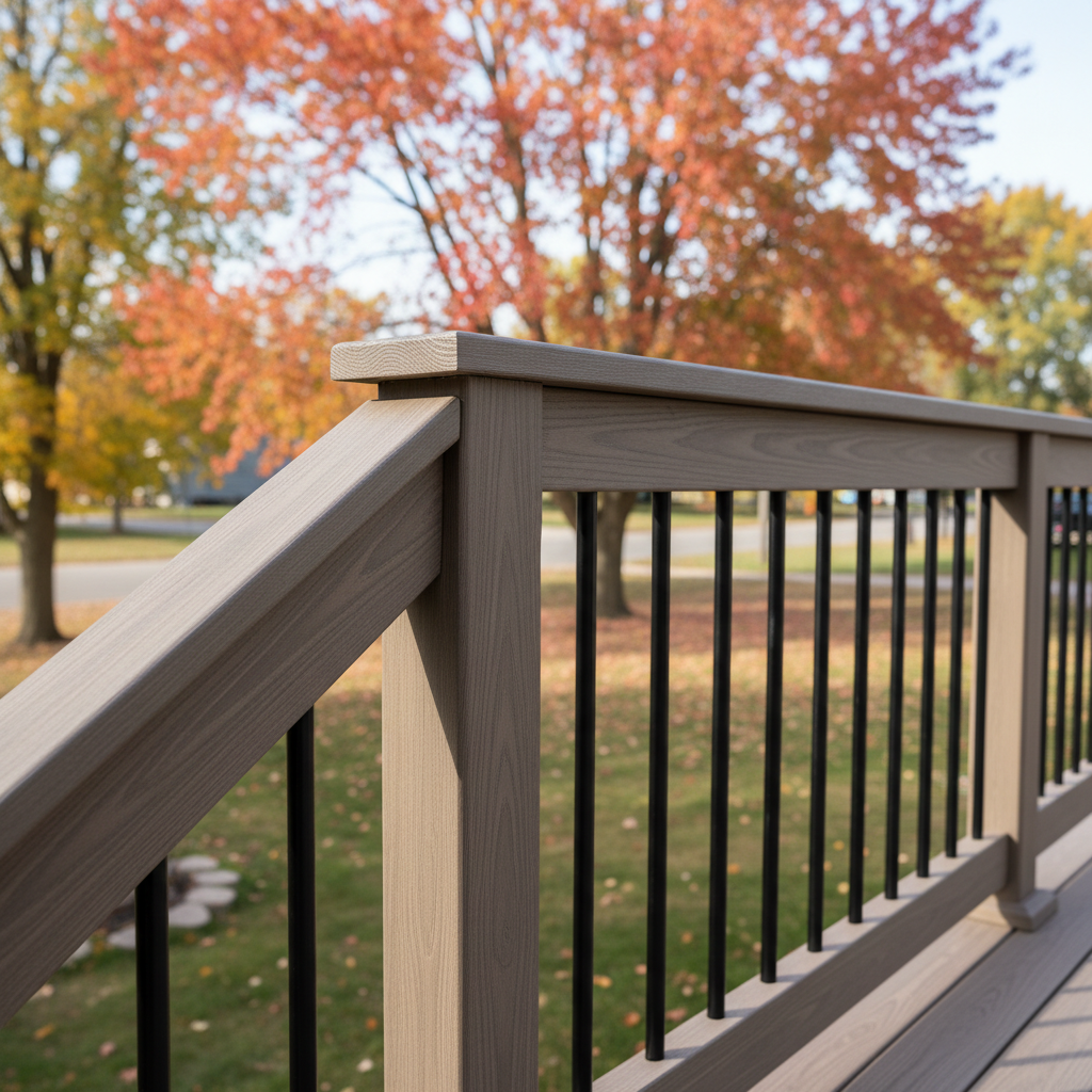 Completed deck railing installation work at a residential property in St Paul, MN