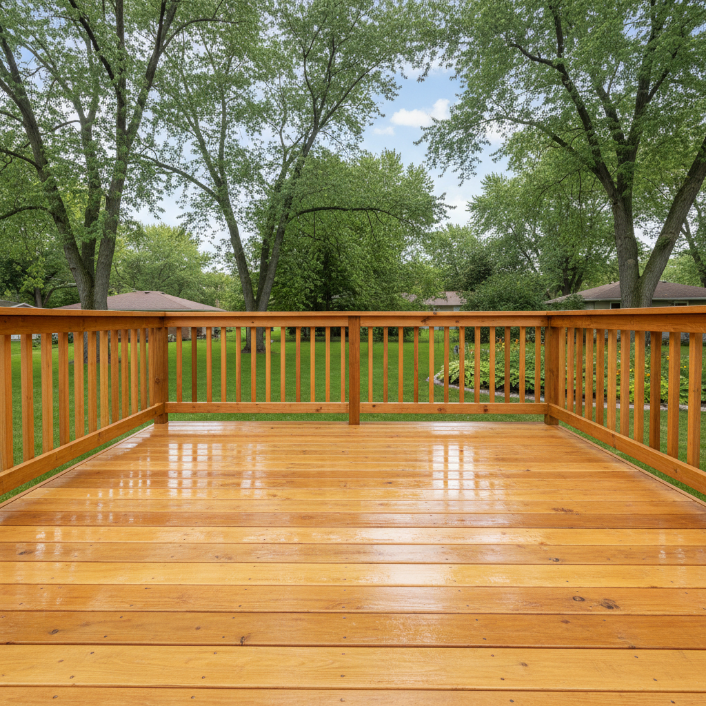 Completed wooden decks work at a residential property in St Paul, MN