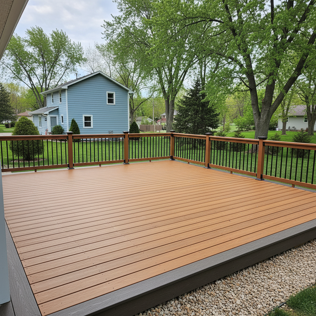 Completed composite decks work at a residential property in St Paul, MN