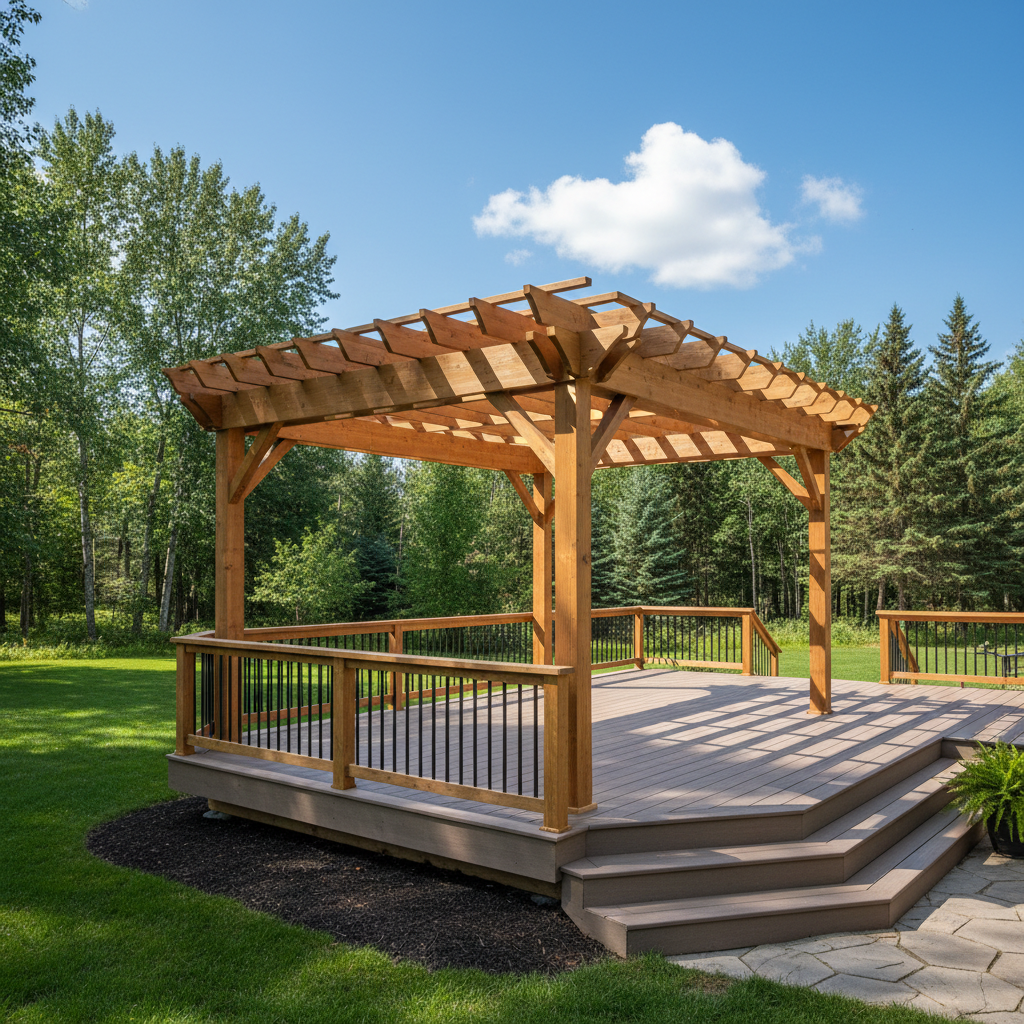 Completed pergola construction work at a residential property in Duluth, MN