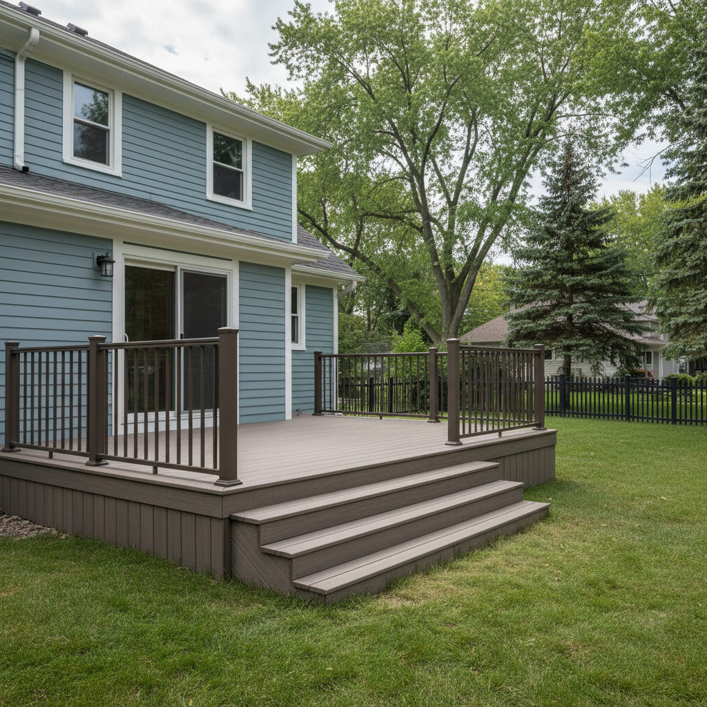 Completed composite decks work at a residential property in St Paul, MN