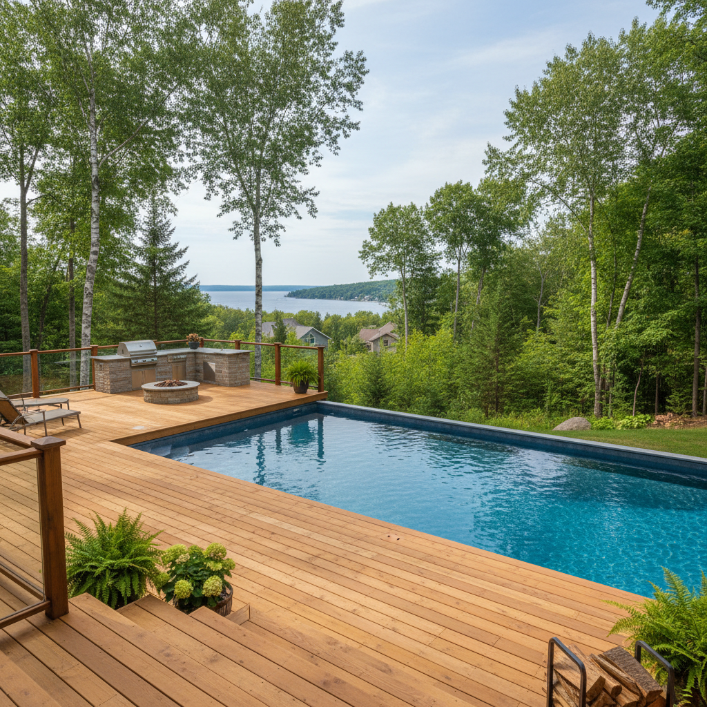 Completed pool decks work at a residential property in Duluth, MN
