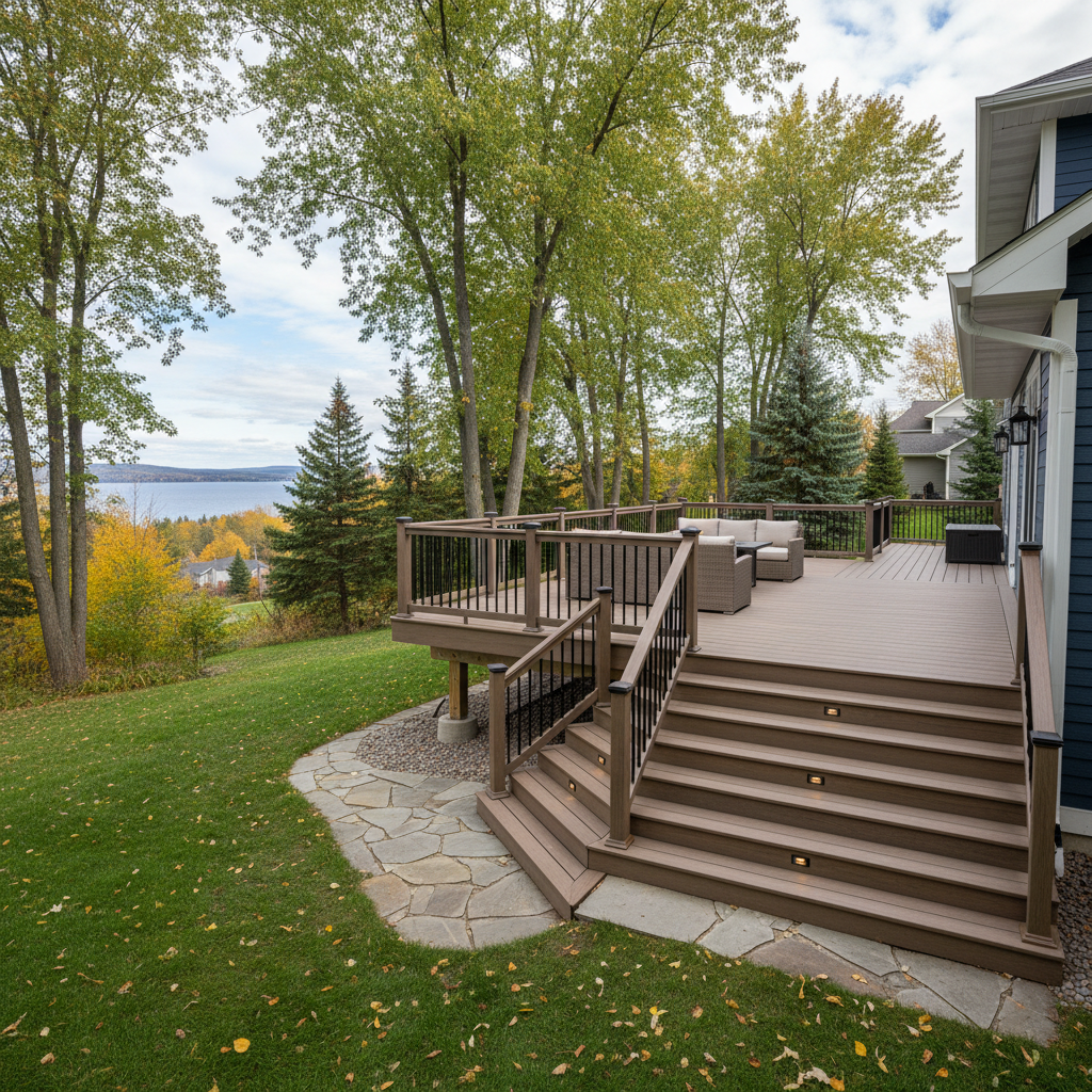Completed composite decks work at a residential property in Duluth, MN