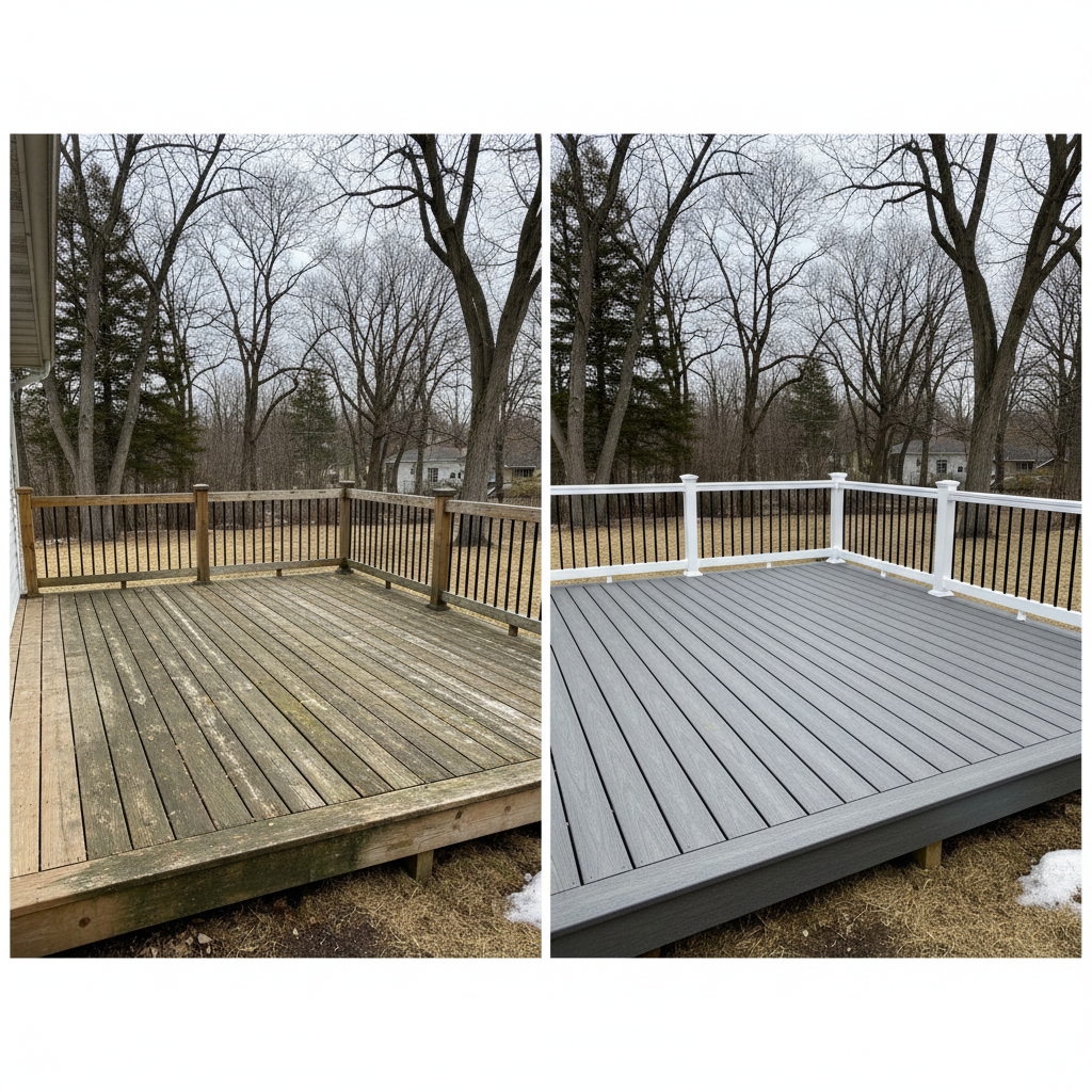 Completed composite decks work at a residential property in Duluth, MN
