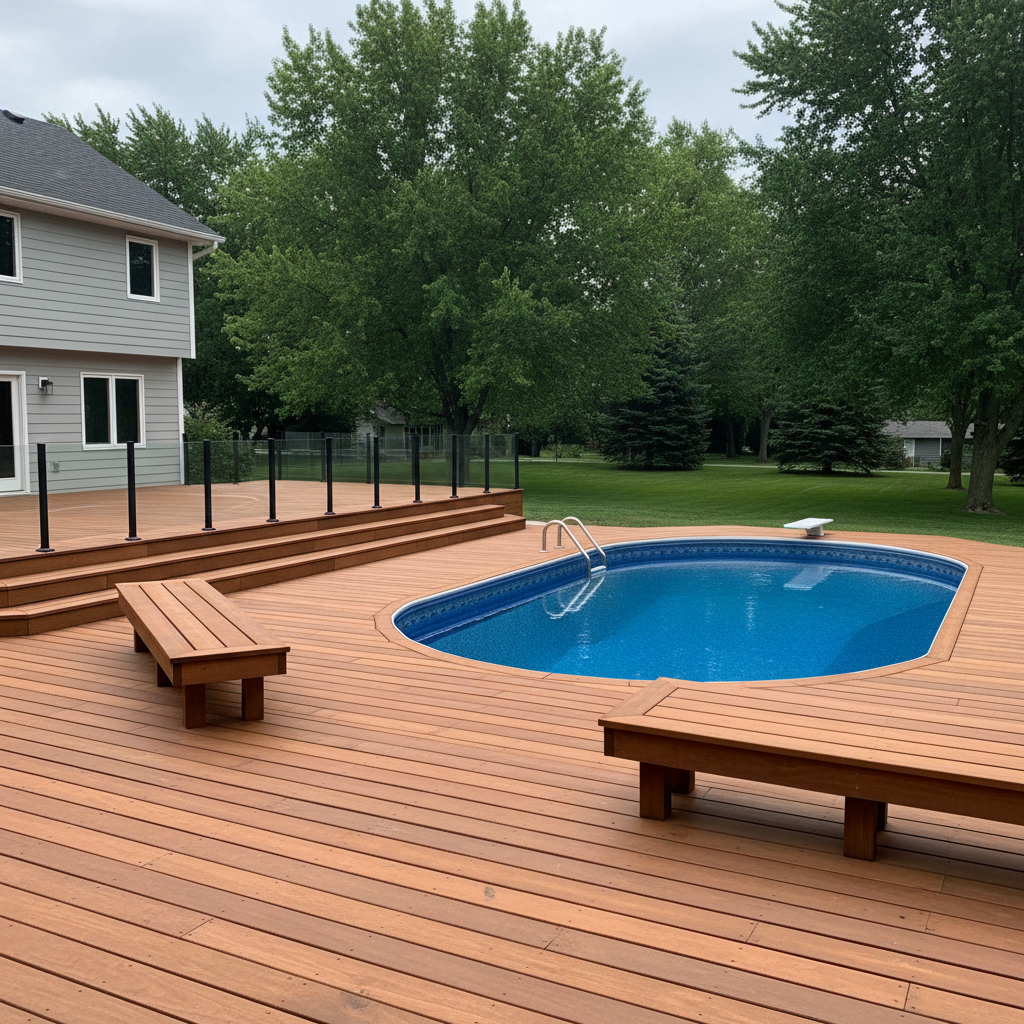 Completed pool decks work at a residential property in Bloomington, MN
