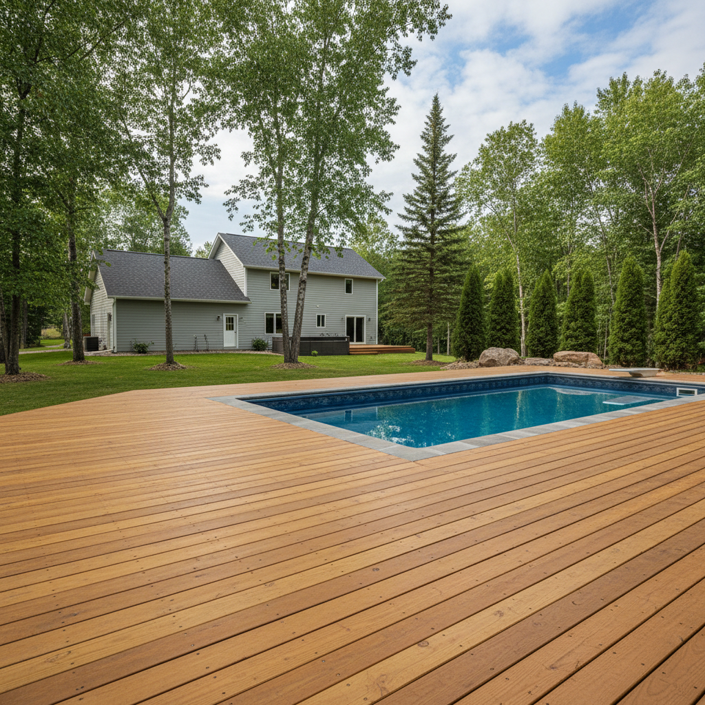 Completed pool decks work at a residential property in Duluth, MN