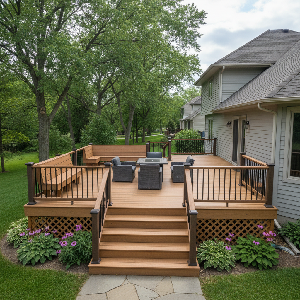 Completed trex decks work at a residential property in Bloomington, MN