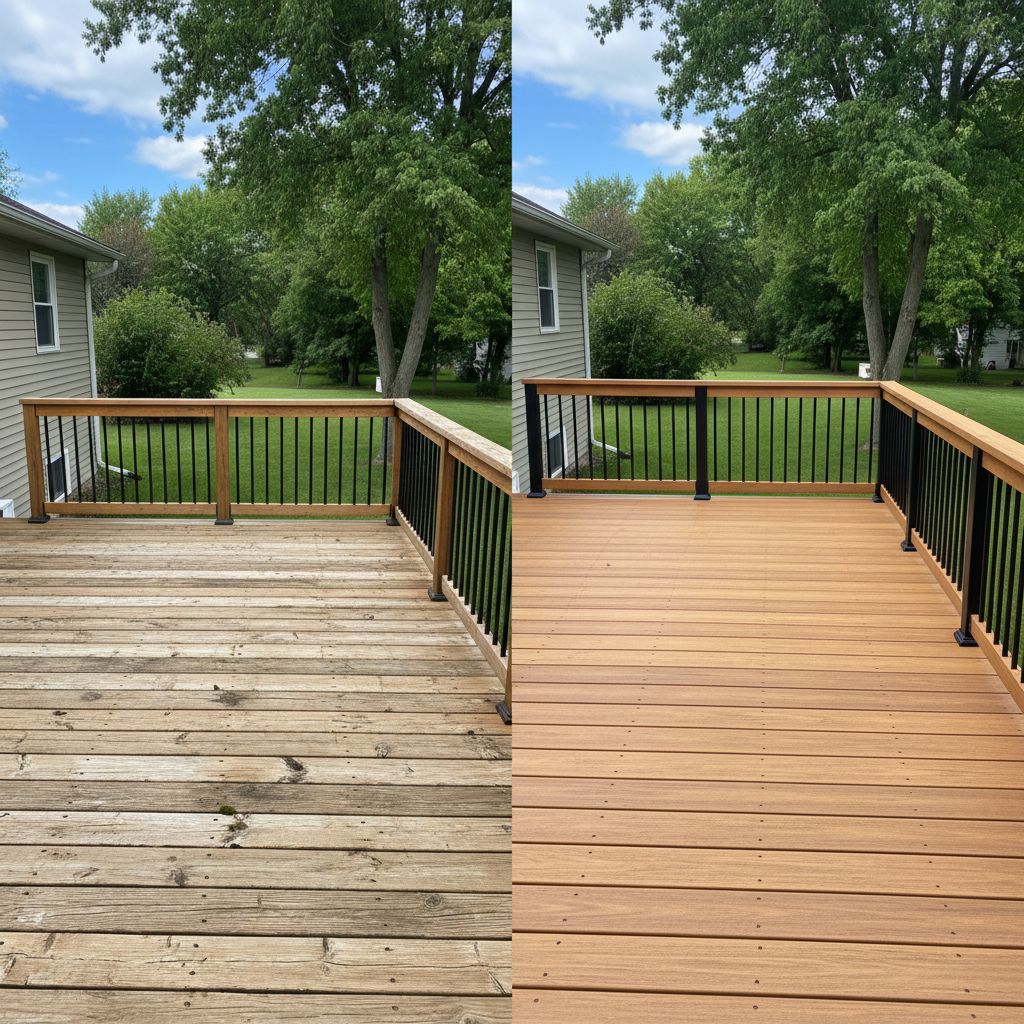 Completed deck construction work at a residential property in Minnetrista, MN