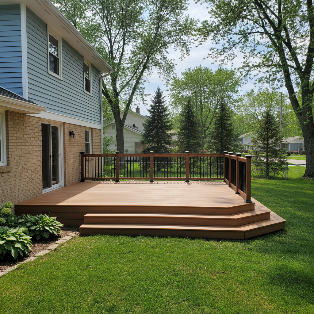 Completed trex decks work at a residential property in St Paul, MN