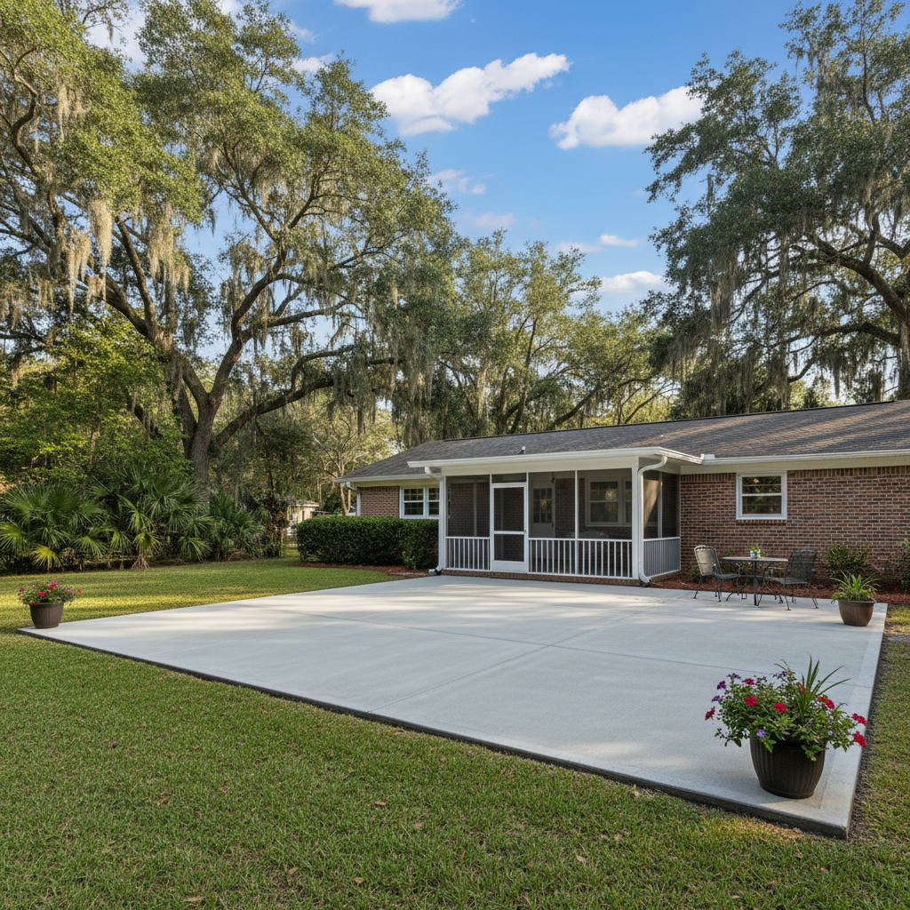 Completed concrete flatwork work at a residential property in Gulfport, MS