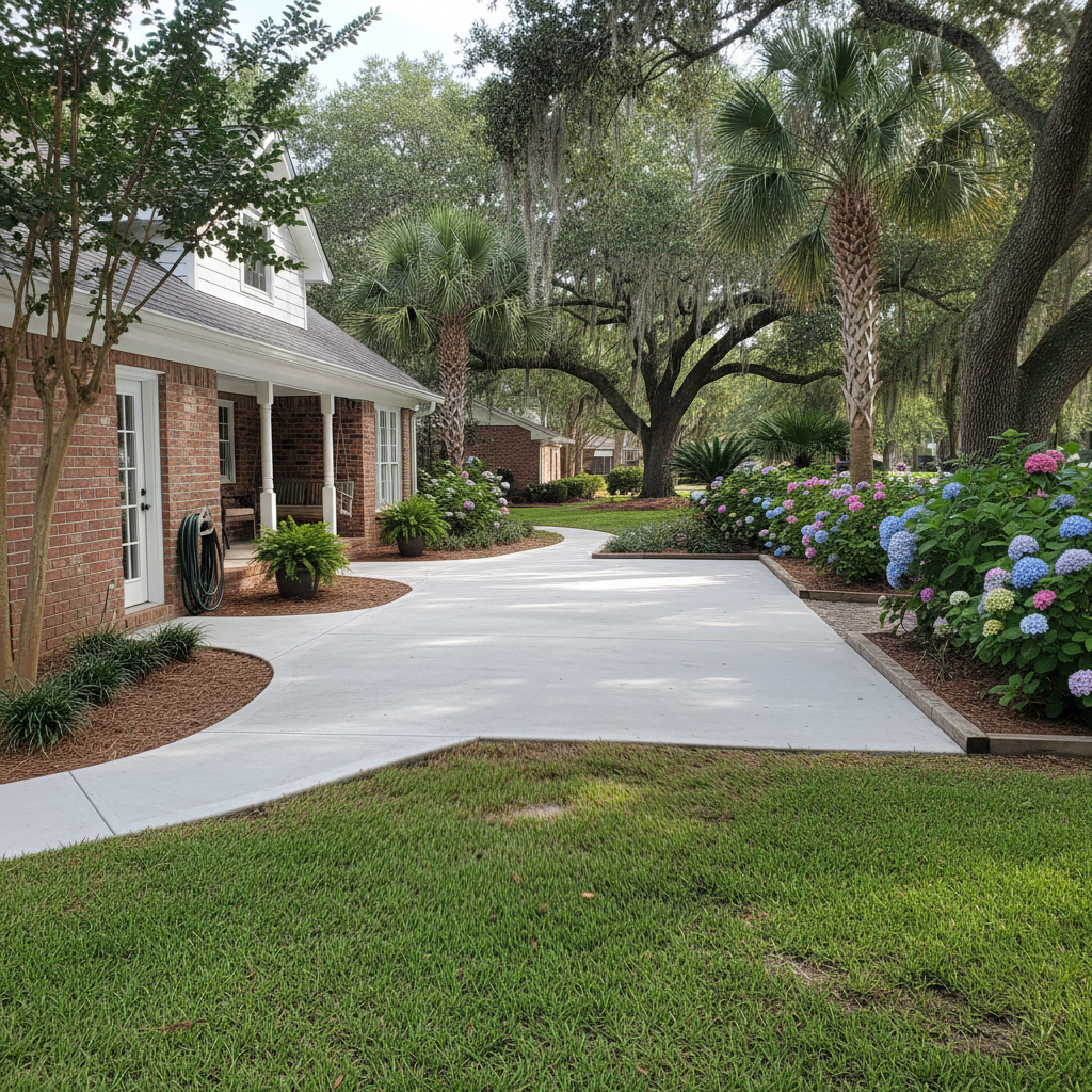 Completed concrete flatwork work at a residential property in Gulfport, MS